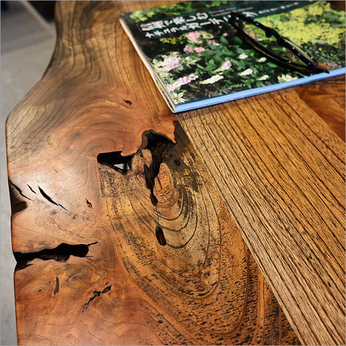 ☆アンティーク☆カフェテーブル【ケヤキ一枚板】 アンティーク】欅の