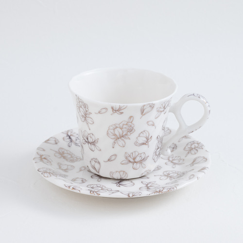 高脚陶器カップ 花柄 BISQUE マグカップ 花柄 陶器 マグ 花 おしゃれ 北欧 コーヒーカップ