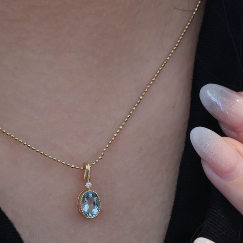 アクアマリンチャームk18 5411 ペンダントトップ パール大好き