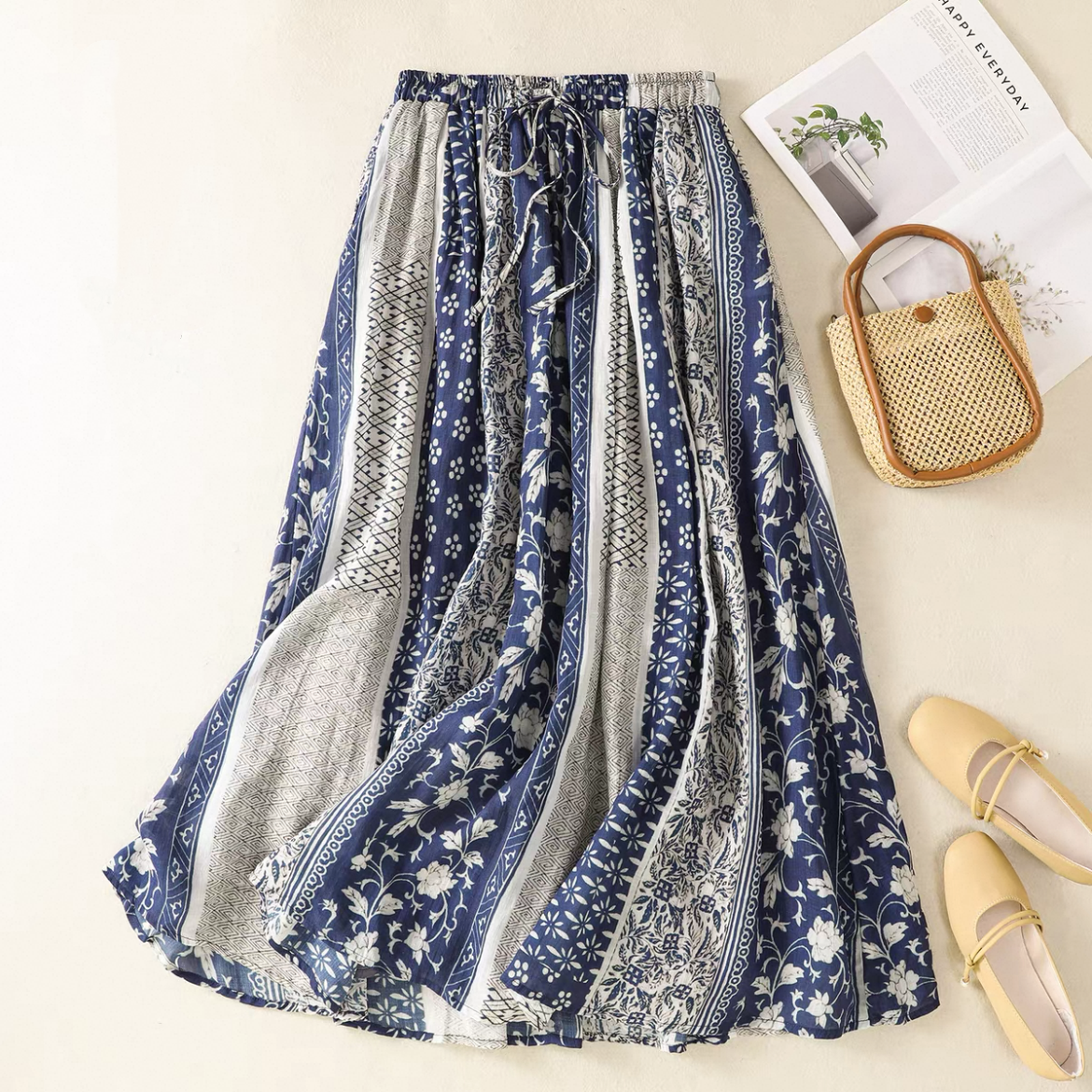 夏スカート 大人カジュアルスカート ロングスカート レディース 綿麻 春夏秋 ﻿