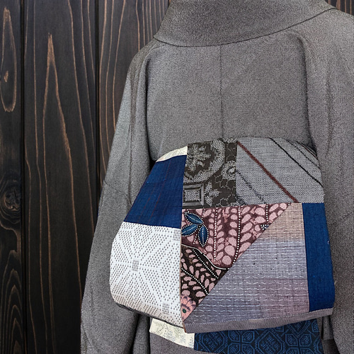 *絹お着物リメイク　パッチワーク*22　大人の兵児帯　半幅帯　長尺　ハンドメイド 絹お着物リメイク パッチワーク*22 大人の兵児帯 半幅帯 長尺