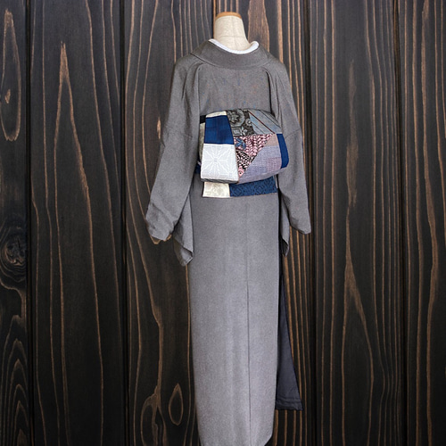*絹お着物リメイク　パッチワーク*17　大人の兵児帯　半幅帯　長尺　ハンドメイド 絹お着物リメイク パッチワーク*17 大人の兵児帯 半幅帯 長尺