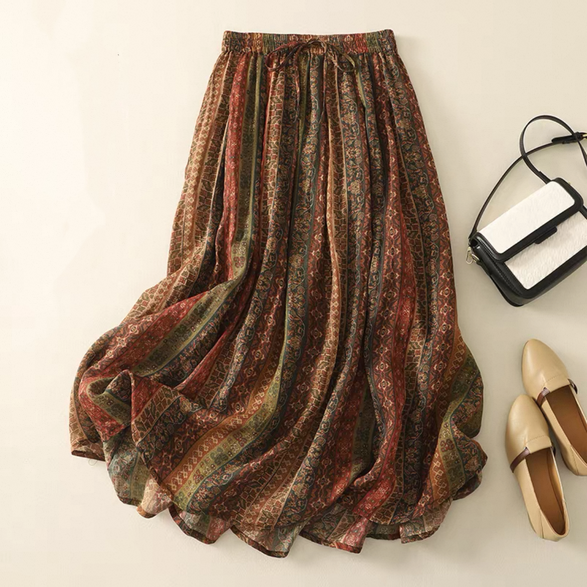 夏スカート 大人カジュアルスカート ロングスカート レディース 綿麻 春夏秋 ﻿