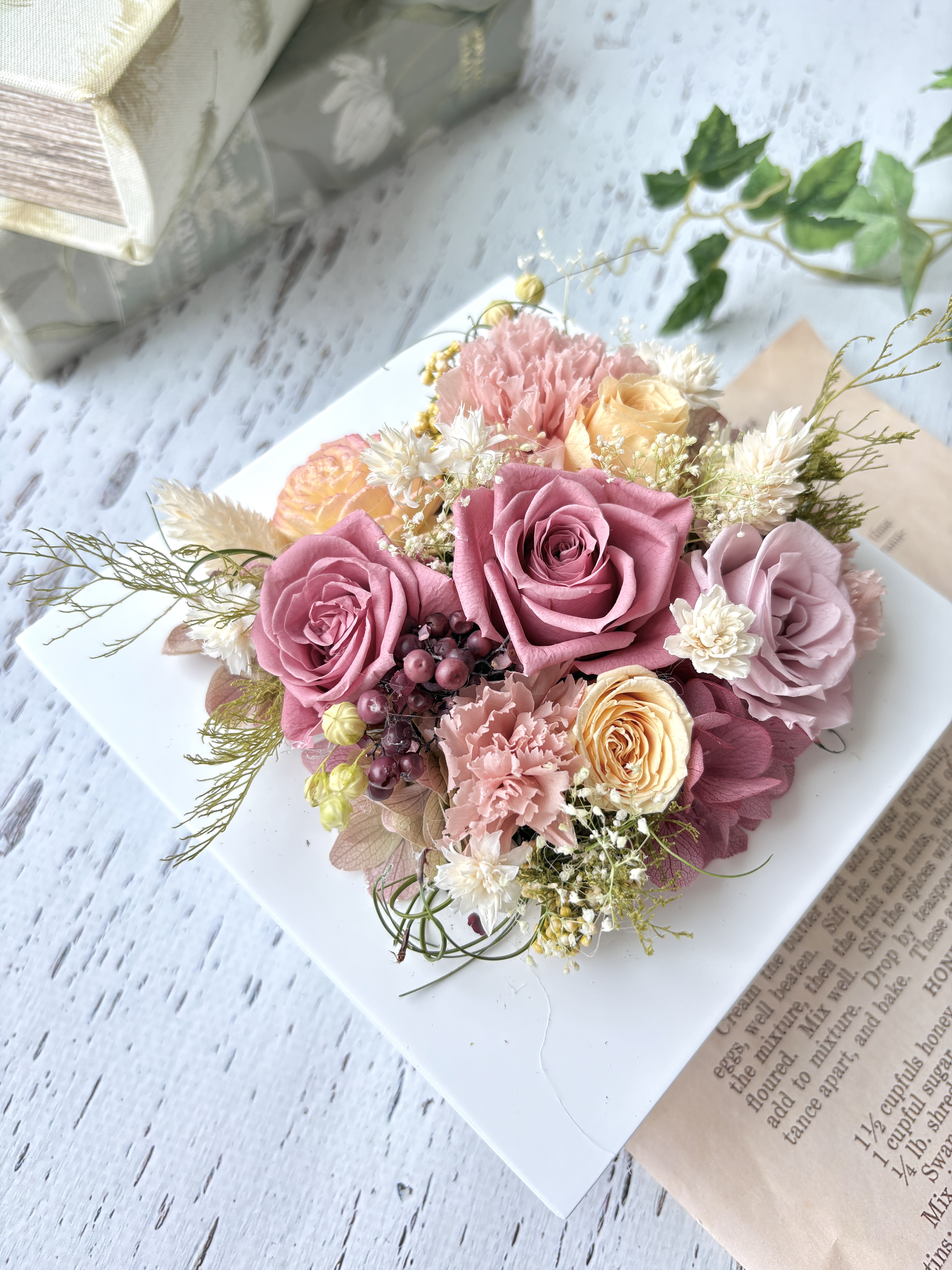 木製フォトフレーム　フラワーアレンジ　フラワーボックス