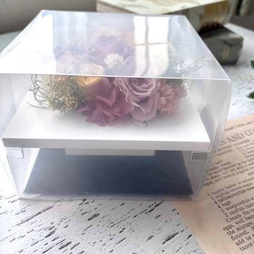 くすみカラーの上品フレームアレンジ /プリザーブドフラワー/BOX付き