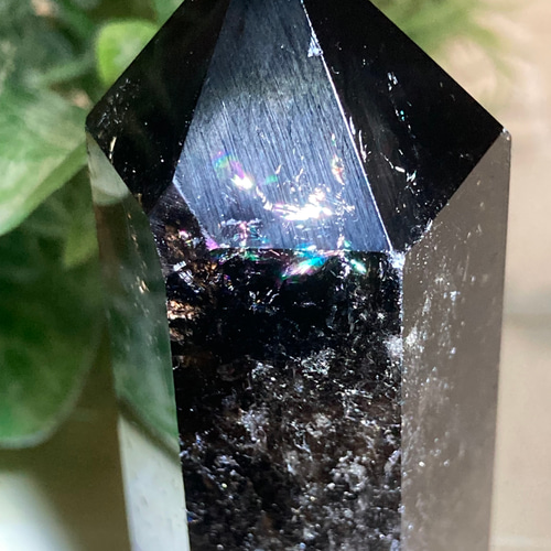 煙水晶 スモーキークォーツ レインボー ポイント ポリッシュ 原石