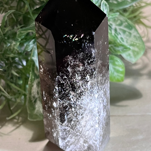 煙水晶 スモーキークォーツ レインボー ポイント ポリッシュ 原石