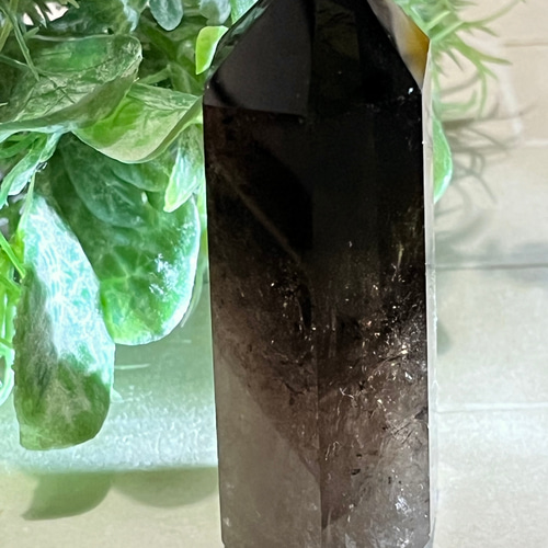 煙水晶 スモーキークォーツ レインボー ポイント ポリッシュ 原石