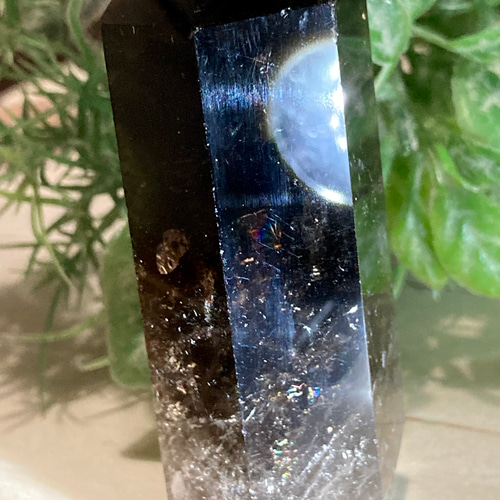 心の安定✨　レインボー　ピンク　スモーキークォーツ ダブルポイント　ポリッシュ 煙水晶 スモーキークォーツ レインボー ポイント ポリッシュ 原石