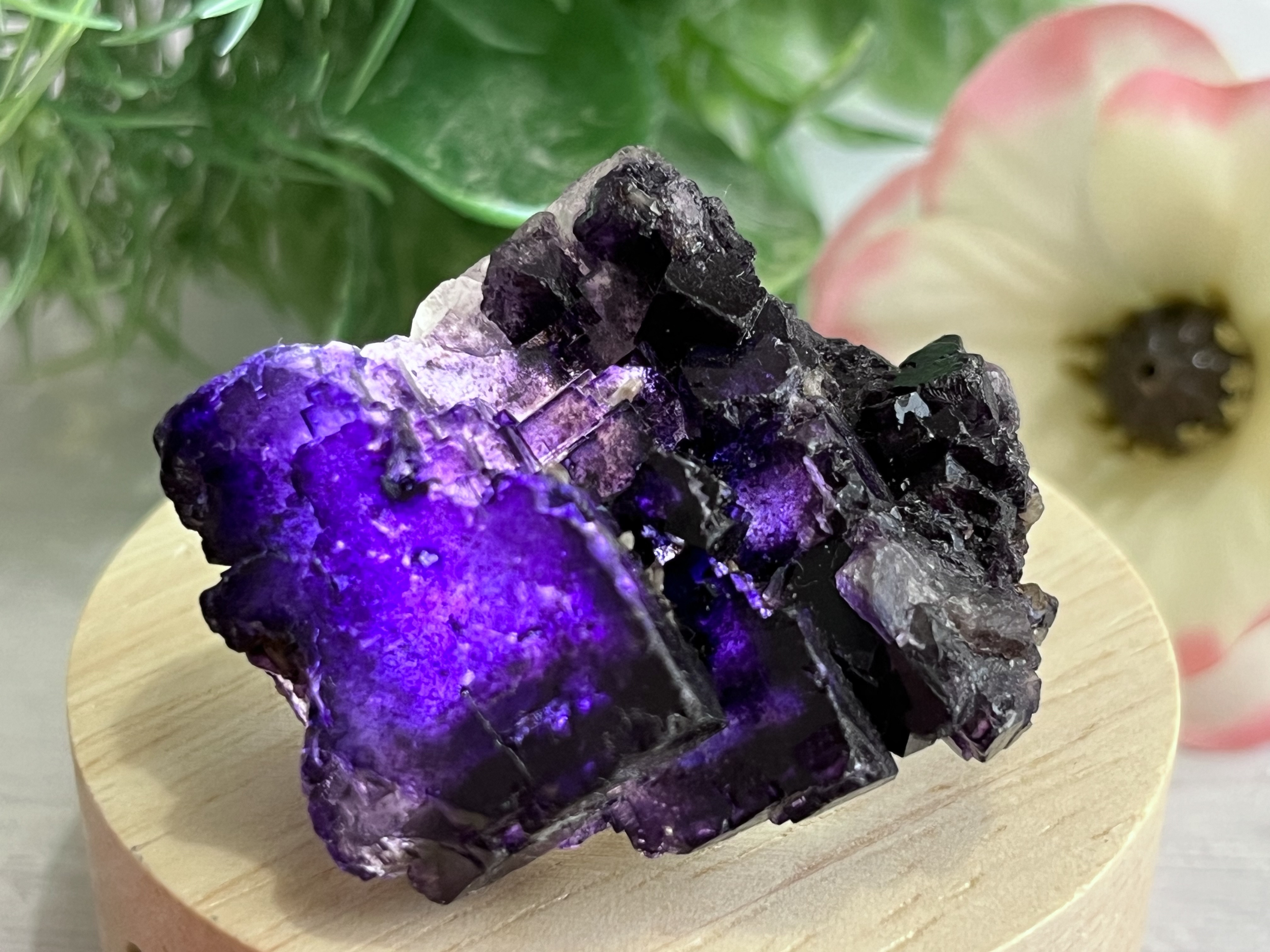 クラスター 美品✨パープル 水晶 フローライト on 球状