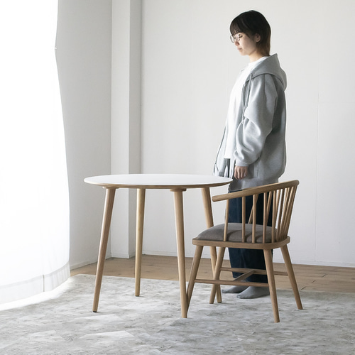 ホワイトメラミン材のラウンドダイニング［3サイズ 70cm 80cm