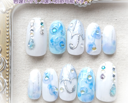■専用ページ【あめさま】オーダーネイルチップ1点 ☆現品☆ネイルチップ ジェルネイル 初夏ネイル 梅雨ネイル 175 ネイル