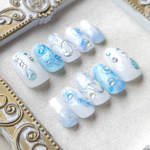 ☆現品☆ネイルチップ ジェルネイル 初夏ネイル 梅雨ネイル 175 ネイル