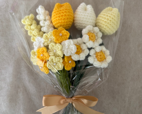 毛糸の花束 枯れない花 黄色 アートフラワー ayasou 通販 19334013