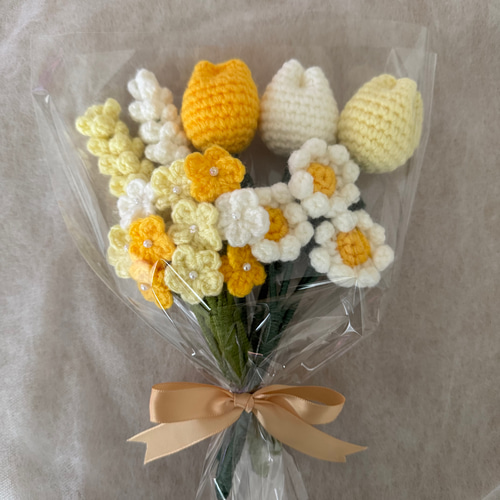 毛糸の花束 枯れない花 黄色 アートフラワー ayasou 通販 19334013