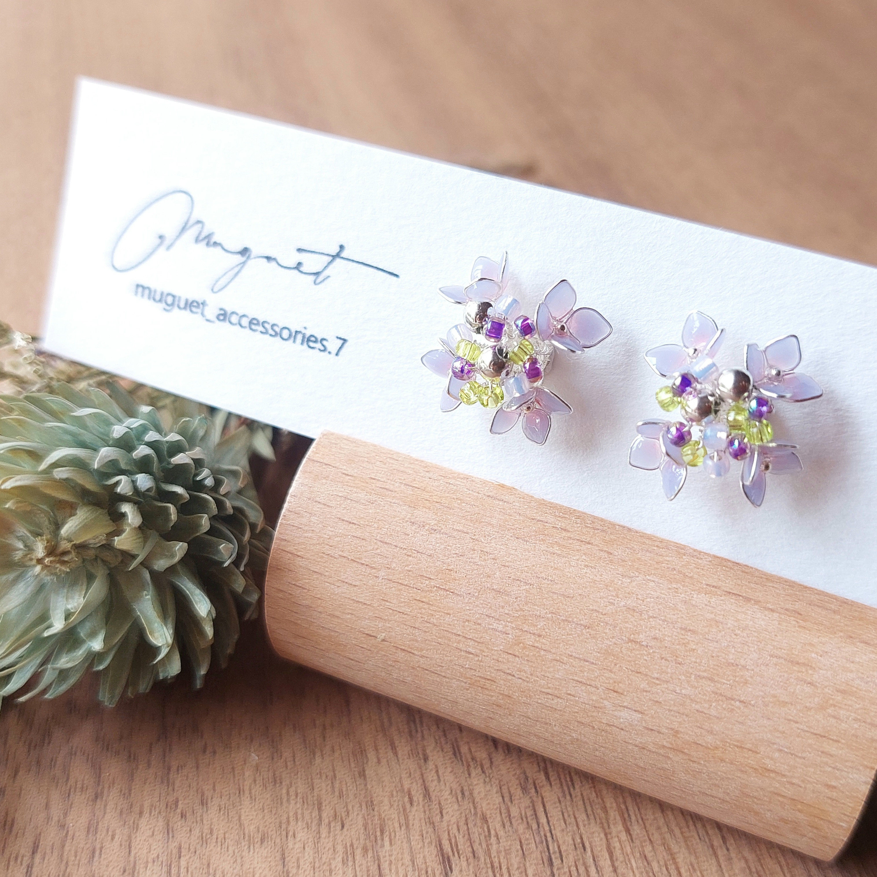 【移ろい -  ガクアジサイ・うたたかの紫】   ピアス/イヤリング 紫陽花 あじさい パープル 夏 梅雨 浴衣 和 洋