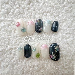 オーダーネイルチップNo.65 夏 花火 浴衣ネイル 浴衣に合う夏ネイル🎆 #お祭り#花火ネイル #お祭り #お祭り#初夏