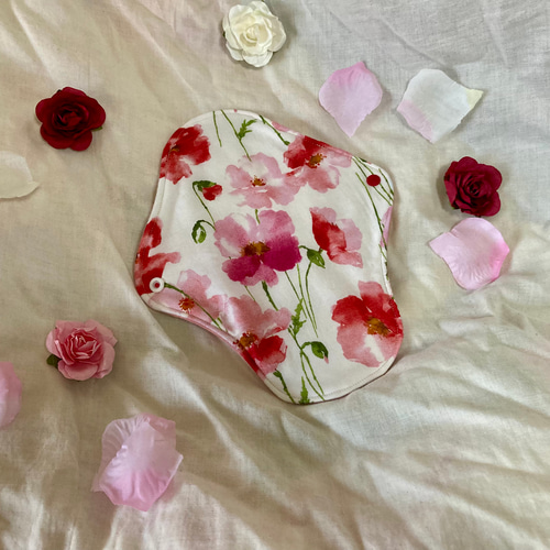 ピンク花柄☆布ナプキン ライナー オーガニック 4枚セット 布ナプキン