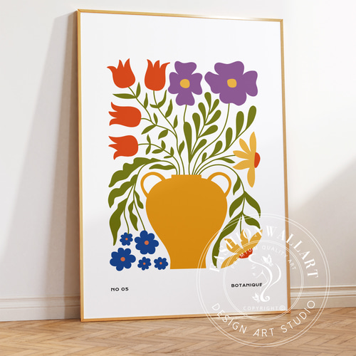 アートポスター 花瓶 フラワー チューリップ カラフル マティス風 北欧