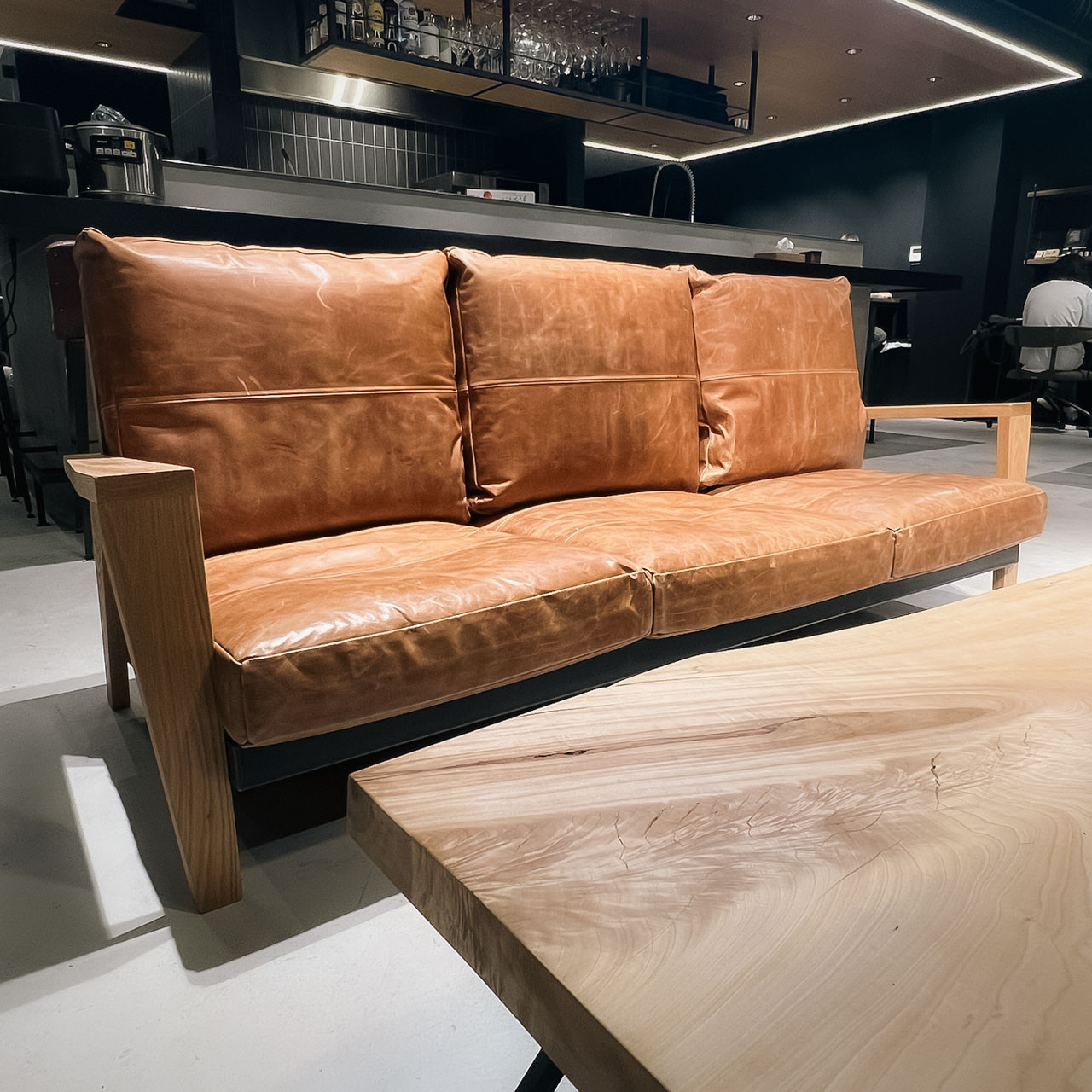 ＼送料無料／選べる樹種・クッション[Y.T Sofa 3S]3人掛けソファ 肘掛け アイアン家具 無垢材-95-