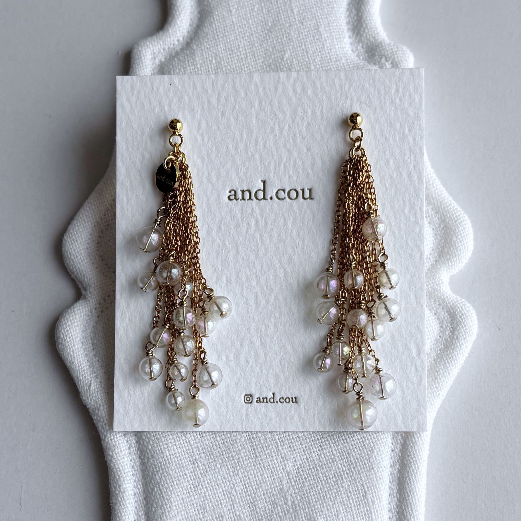 フランス製スフレビーズの耳飾り　アレルギー対応