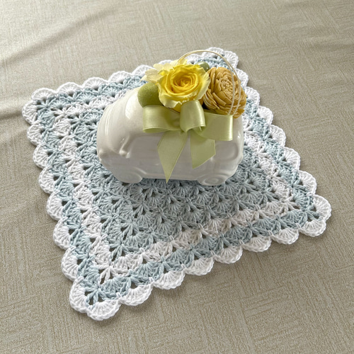 送料無料 手編み ハンカチ ニッタオル ハンドタオル ドイリー ハンカチ