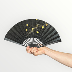 日本/土佐和紙　京扇子　箔図 image3 黒骨 1枚目の画像