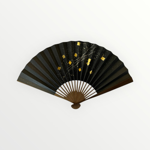 骨董品 アンティーク 3客セット 花柄 と格子模様 京扇子 箔図image2 唐木骨 扇子入れセット | 京都 金彩扇子