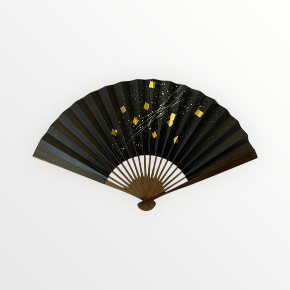 日本/土佐和紙　京扇子　箔図 image3 唐木骨 5枚目の画像
