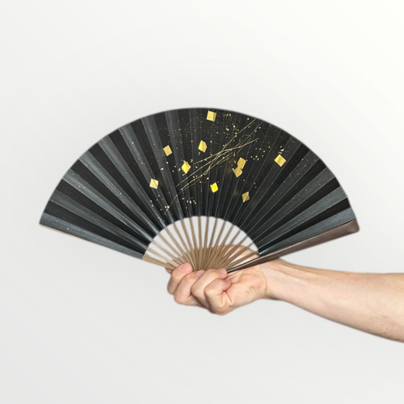 日本/土佐和紙　京扇子　箔図 image3 唐木骨 1枚目の画像