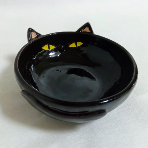 黒ネコの小鉢 陶器 （わけあり）黒猫 お椀・ボウル・鉢 粘土工房ネコヤ