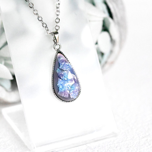 七宝焼 紫陽花♡ドロップネックレス ネックレス・ペンダント mio min