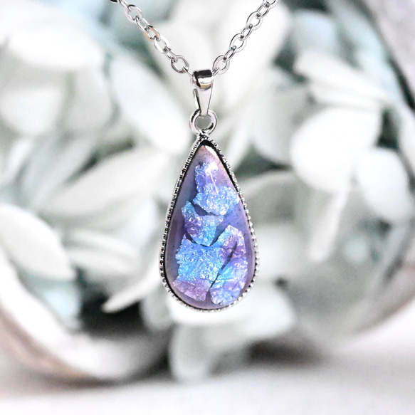 七宝焼 紫陽花♡ドロップネックレス ネックレス・ペンダント mio min