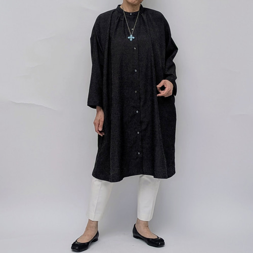 着物リメイク 本塩沢 ロングジャケット ワンピースとしても