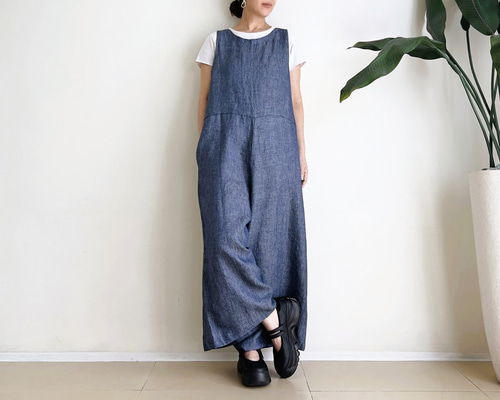 美品✨エムズグレイシー♡デニムサロペット ワイド デニム コットン リネン混 コットンリネン甘撚りデニム サロペット（ista-ire）の商品詳細