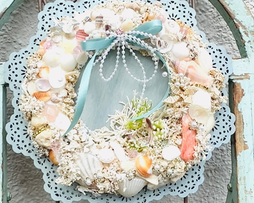 沖縄 宮古島の海を感じる大人エレガント貝殻リース リース アトリエ