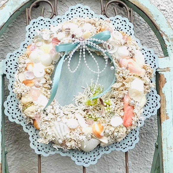 沖縄 宮古島の海を感じる大人エレガント貝殻リース リース アトリエ