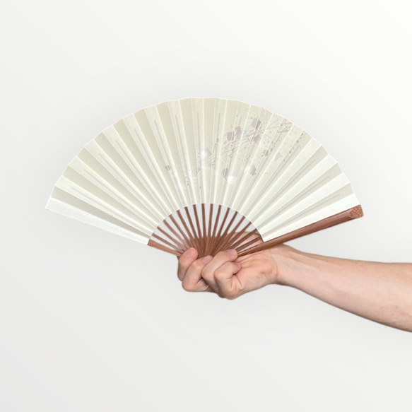 日本/土佐和紙　京扇子　箔図 image3 白 1枚目の画像