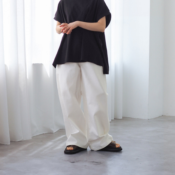 【サイズ選べるS〜XL】オールシーズン◎ワイドデニムパンツ オフホワイト 1枚目の画像