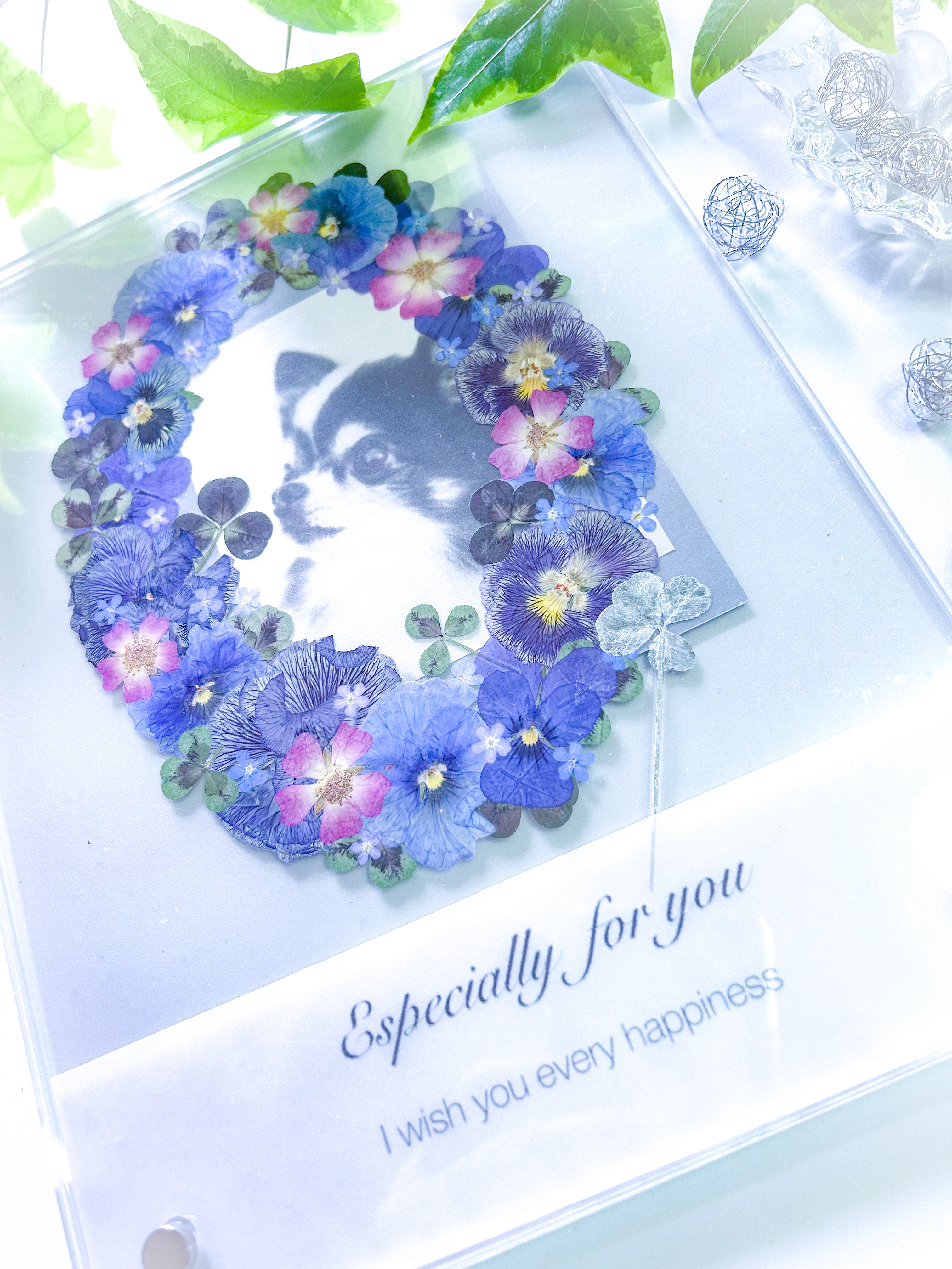 夕暮れ色ビオラオーバルリース