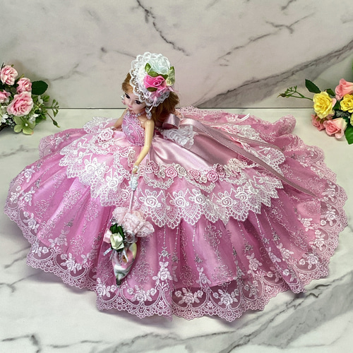 薔薇爛漫〜長〜いトレーンのドレス〜パニエ*アクセサリー付きーリカ