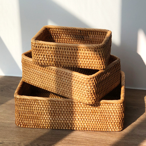 大きな　ラタン　カゴ　バスケット　籐　ハンドメイド　手作り 型番694 籐かごバッグ 手編み 買い物かご 収納・整理バスケット