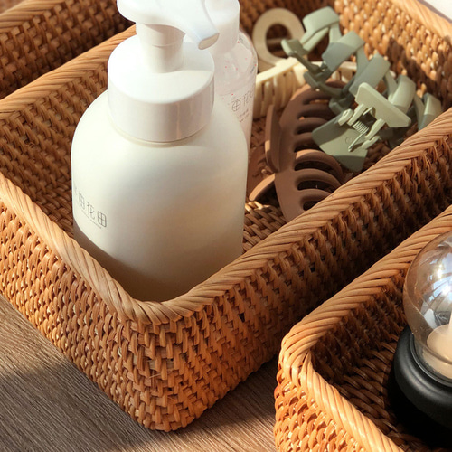 天然素材手作り】ラタン収納バスケット｜3サイズ展開｜食品・衣類