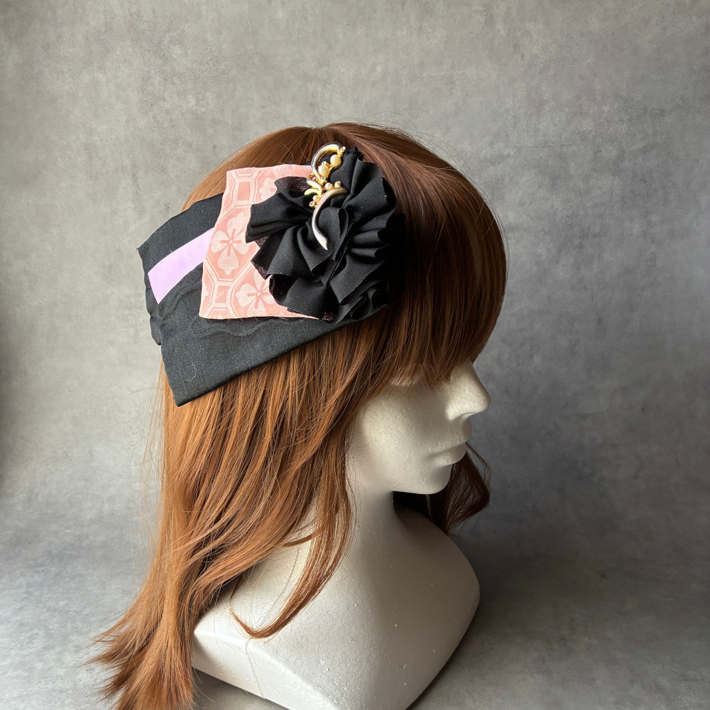 【送料無料】京都 和ボンネ１点もの 西陣織 英国 ヘッドドレス 髪飾り 着物 袴 卒業式 七五三 [HB1348］