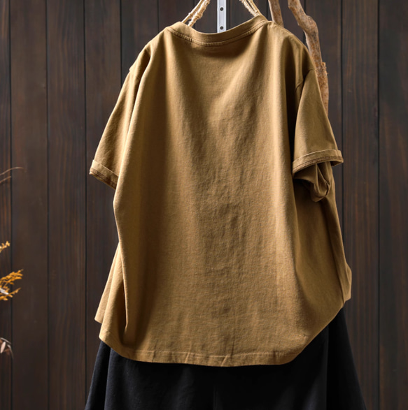 100％綿.半袖tシャツ｜オーバーサイズ｜着痩せ効果｜カジュアル上着 13枚目の画像