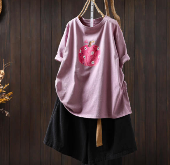 100％綿.半袖tシャツ｜オーバーサイズ｜着痩せ効果｜カジュアル上着 1枚目の画像