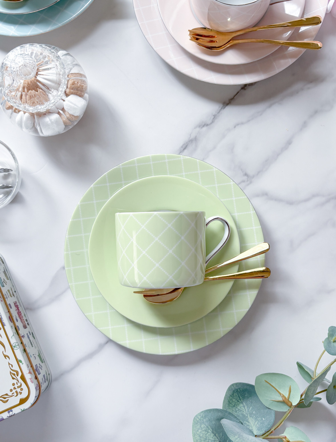 ドットマトラッセのティーセット(グリーン)