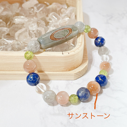 再販 14kgf プラチナルチルとラブラドライトのブレスレット