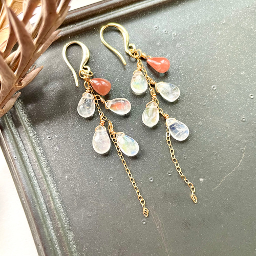 14kgf 天然石　*ルース品質* アンデシン　一粒　ピアス　イヤリング ルース品質* ハンドメイド・手芸 14kgf 天然石 *ルース品質