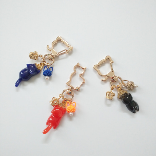 オーダーメイド】温度で色が変わる猫ちゃん×水引猫ちゃんキーホルダー